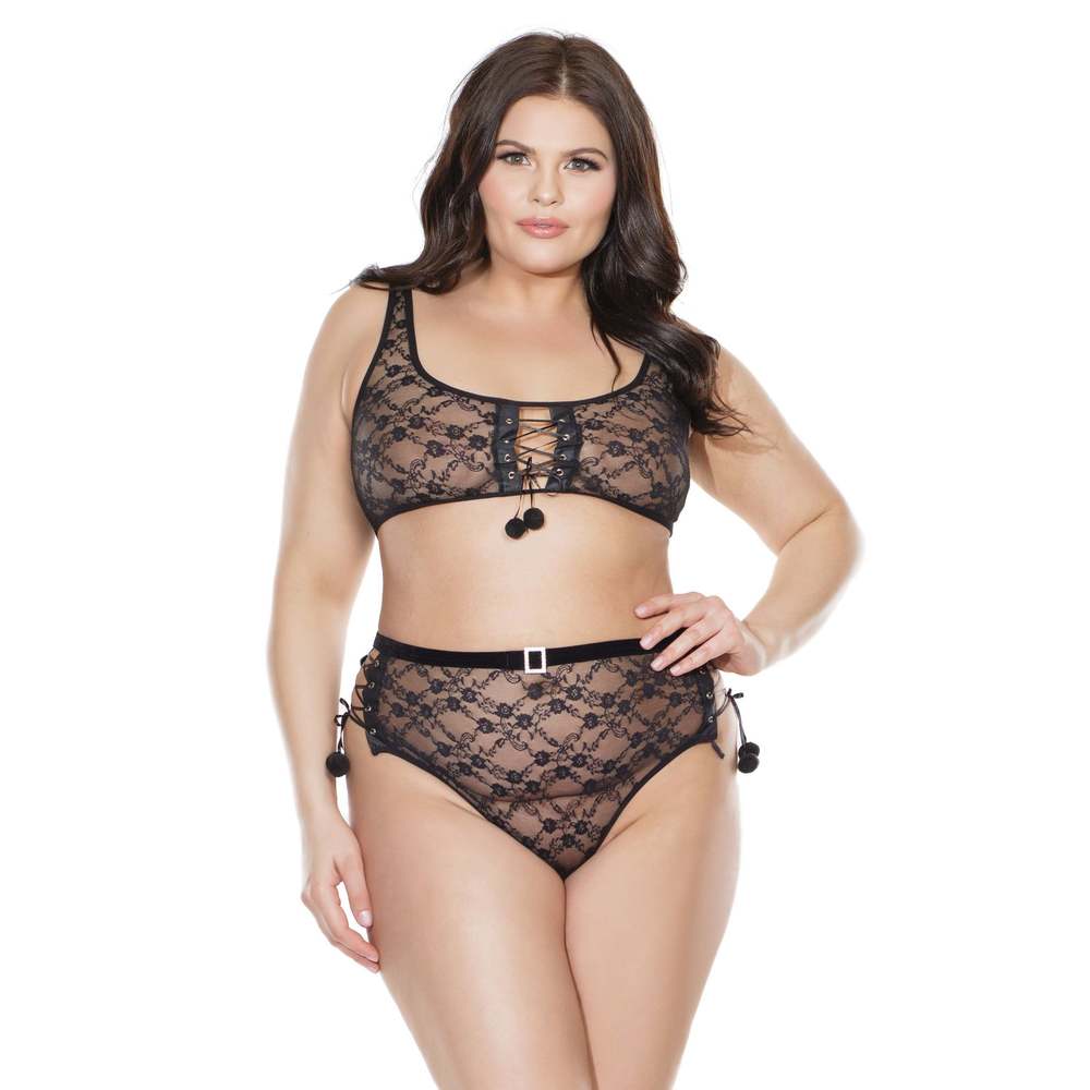Crop Tank Top And High Waisted Thong- Coquette - 3833X